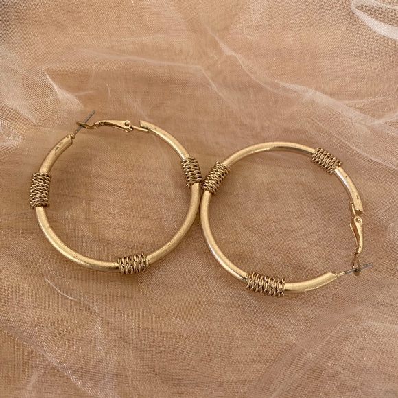 Matte Gold Hoops - Picture 1 of 2